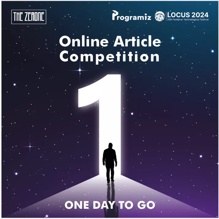 Final countdown poster with one day to go for an online article competition, featuring a silhouette of a person walking into a bright future.